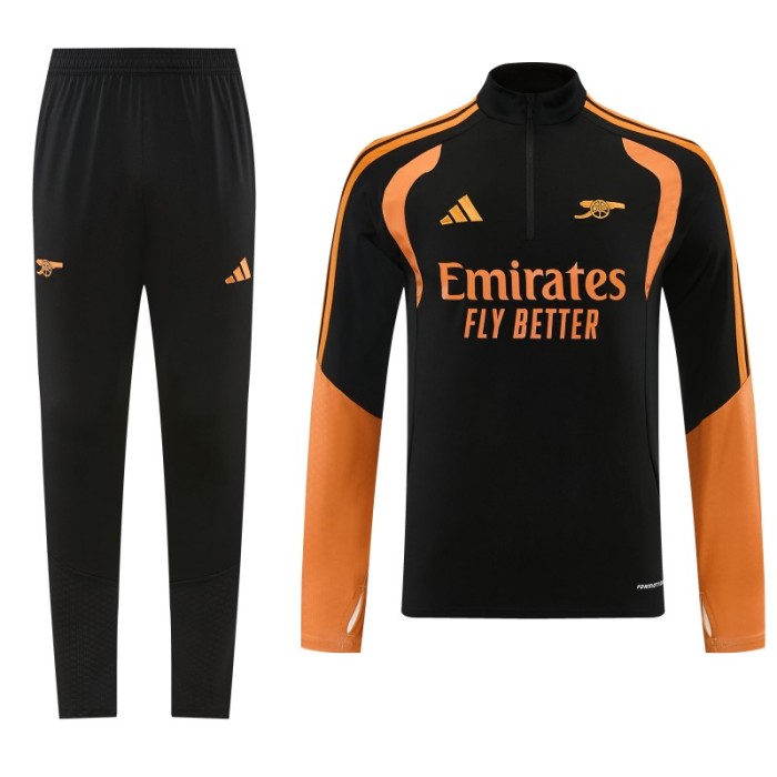 26/27 Arsenal Black Half Zipper Jacket Tracksuit + Long Pants
