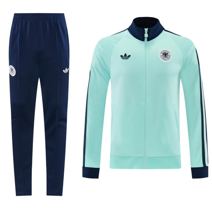 26/27 Germany  Light Green Full Zipper Jacket Tracksuit + Long Pants