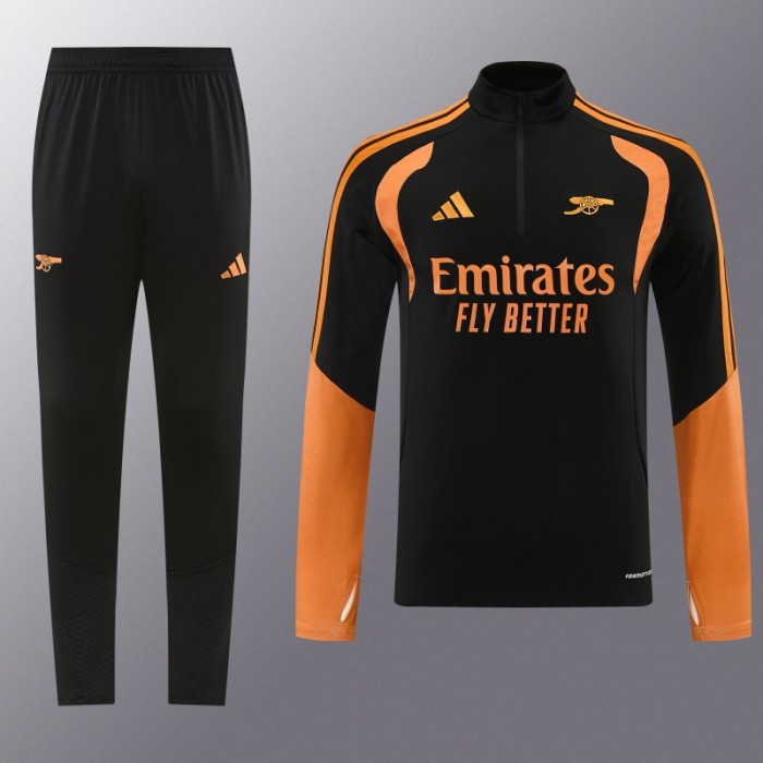 26/27 Arsenal Black Half Zipper Jacket Tracksuit + Long Pants