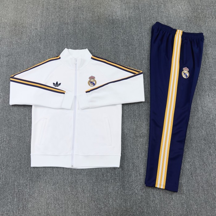 26/27 Real Madrid White Full Zipper Jacket Tracksuit + Long Pants