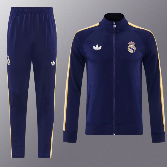 26/27 Real Madrid Navy Full Zipper Jacket Tracksuit + Long Pants