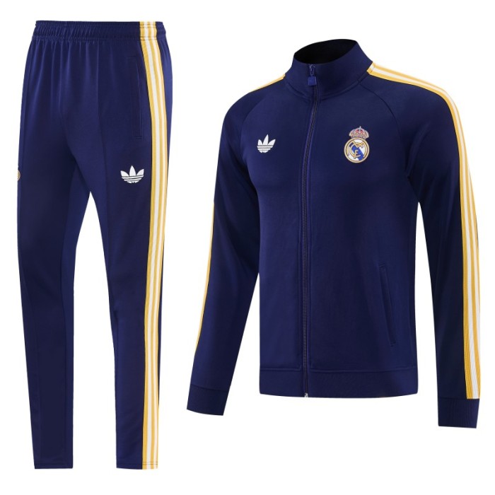 26/27 Real Madrid Navy Full Zipper Jacket Tracksuit + Long Pants