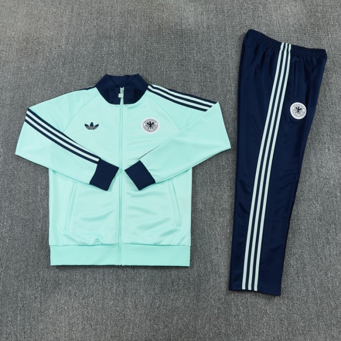 26/27 Germany  Light Green Full Zipper Jacket Tracksuit + Long Pants