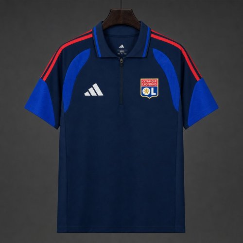 26/27 Olympique Lyonnais Half-Zip Navy Blue Training Jersey