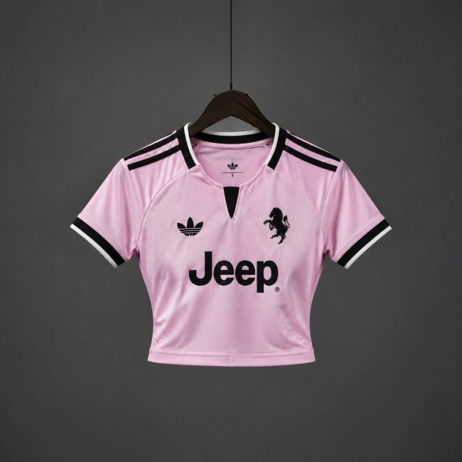 26/27 Juventus Away Pink Women Crop Jersey