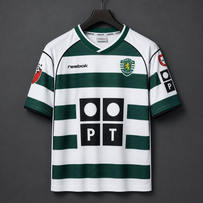 Retro 01/03 Sporting CP Lisbon Home White and Green  Jersey