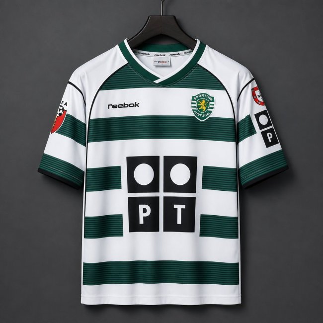 Retro 01/03 Sporting CP Lisbon Home White and Green Jersey