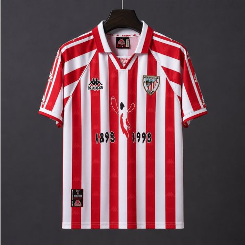 Retro 97/98 Athletic Club Bilbao Home Red and White Jersey