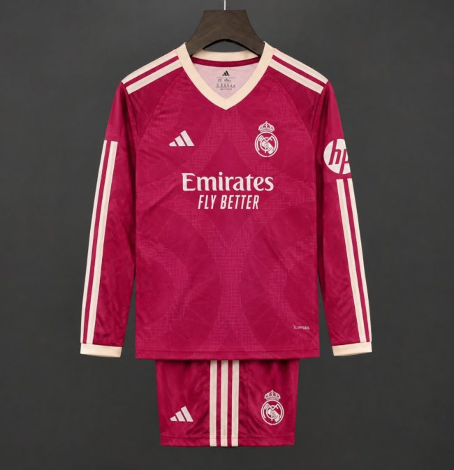 26/27 Kids Real Madrid Third Pink Long Sleeve Jersey