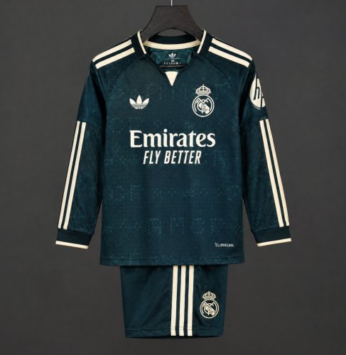26/27 Kids Real Madrid Away Dark Green Long Sleeve Jersey