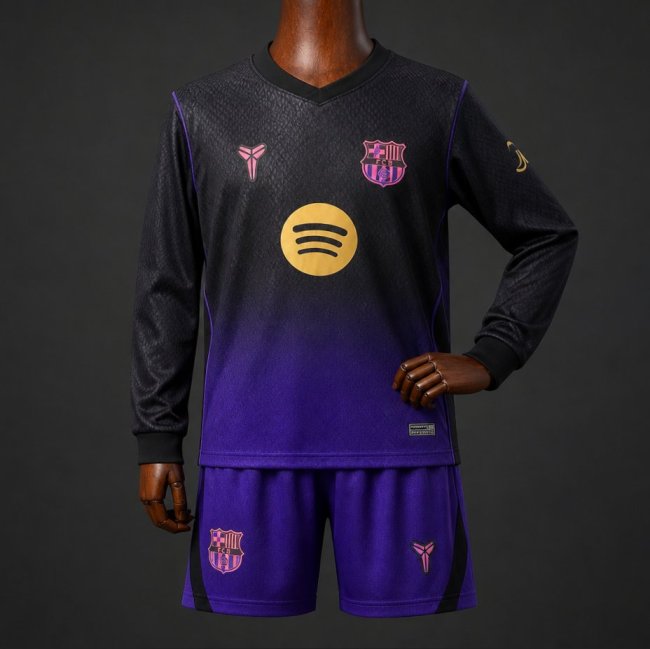 26/27 Kids Barcelona Away Long Sleeve Purple Jersey