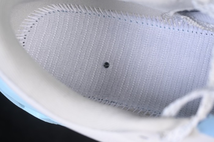 On Cloudmonster 3 Cushioned Running Shoes – White/Light Blue with Black Logo