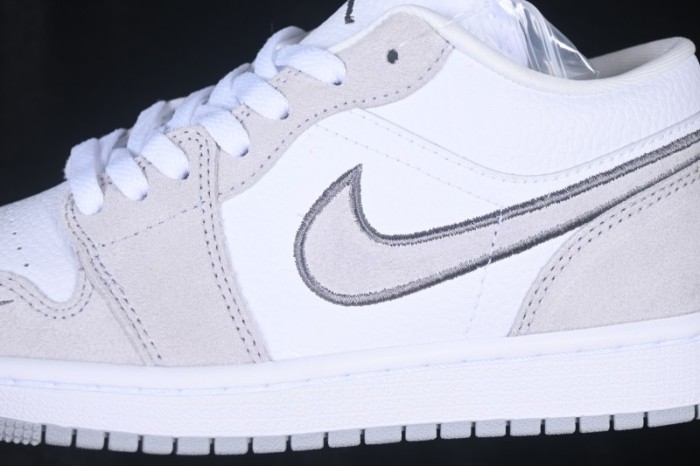 Nike Air Jordan 1 Low AJ1 Embroidered White Grey Low-Top Retro Cultural Basketball Shoes - IX3959-100