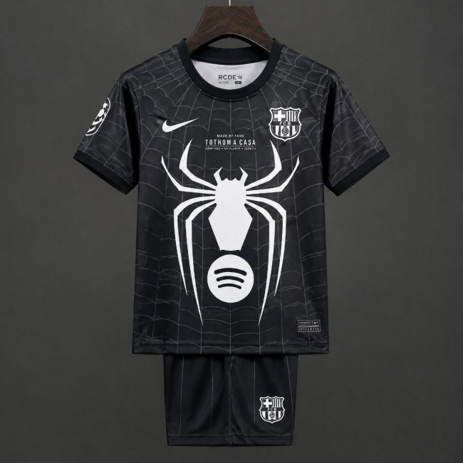 26/27 Kids Barcelona x Spider Man Venom Black Jersey