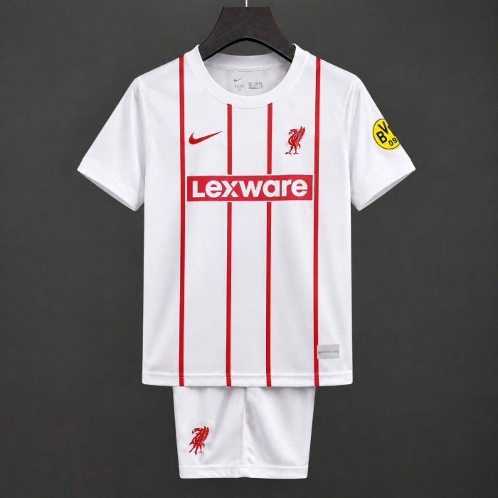 26/27 Kids Freiburg Away White Red Stripes Jersey