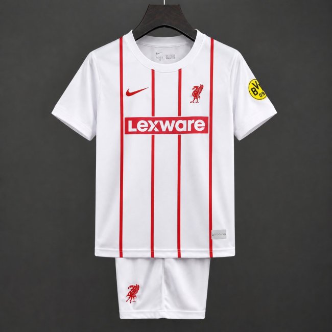 26/27 Kids Freiburg Away White Red Stripes Jersey