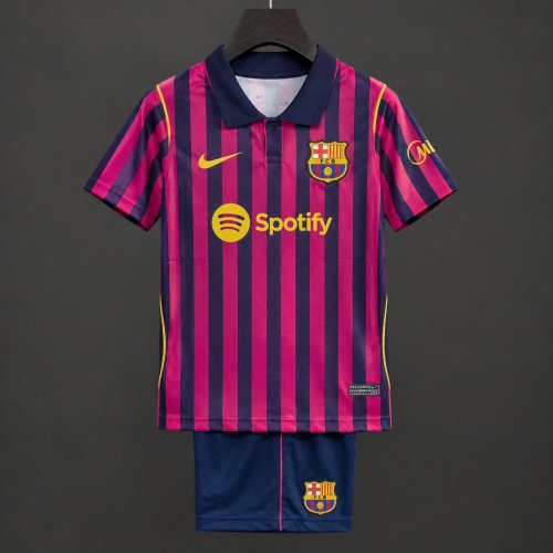 27/28 Kids Barcelona Home Black Red Stripes Jersey