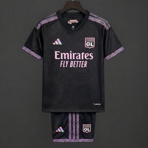 26/27 Kids Lyon Third Black Jersey Kit