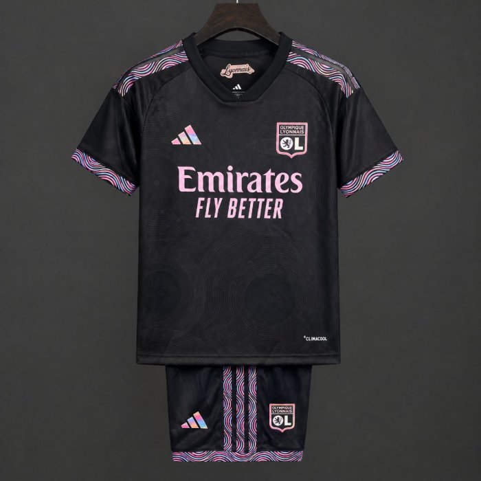 26/27 Kids Lyon Third Black Jersey Kit