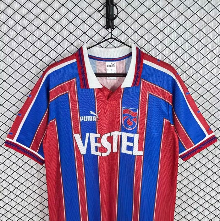 Retro  98/99 Trabzonspor Home Red/Blue Stripes Jersey