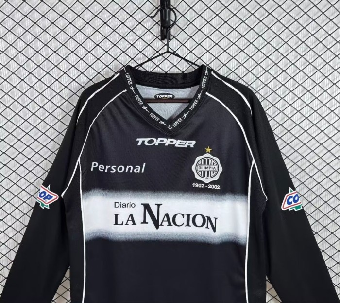 Retro 01/02 Club Olimpia Away Black Centenary Long Sleeve Jersey