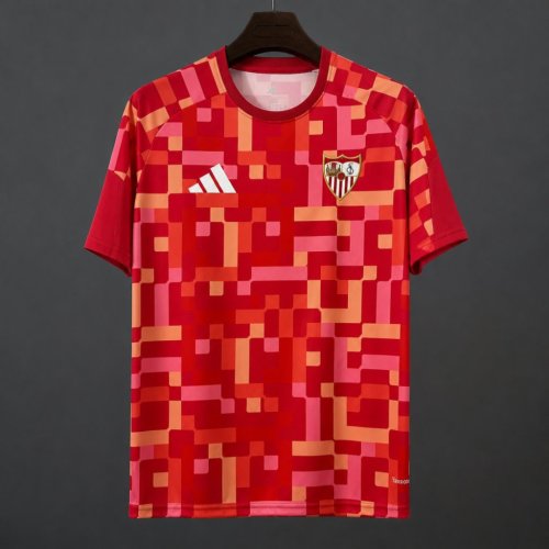 26/27 Sevilla Training Red Digital Pixel Pattern Jersey