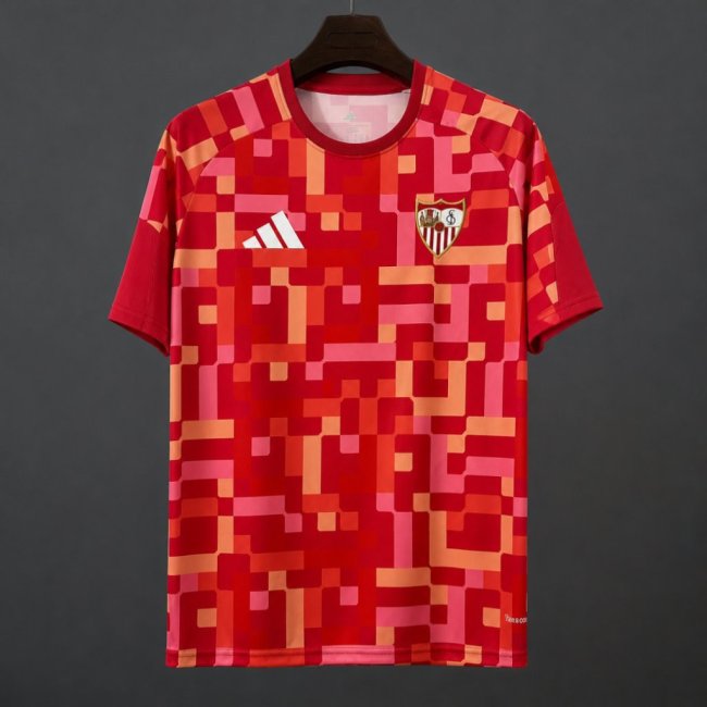 26/27 Sevilla Training Red Digital Pixel Pattern Jersey