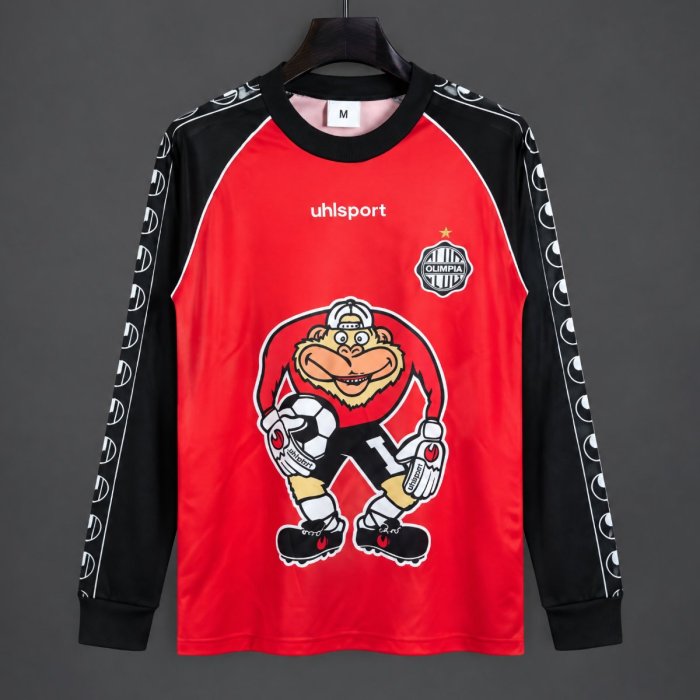 92/93 Club Olimpia Goalkeeper Red Black Long Sleeve Jersey