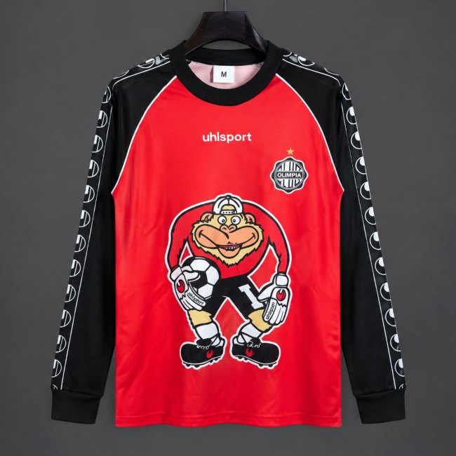 92/93 Club Olimpia Goalkeeper Red Black Long Sleeve Jersey