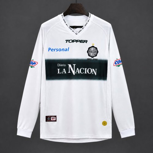 Retro 2002 Club Olimpia Home Long Sleeve White Jersey