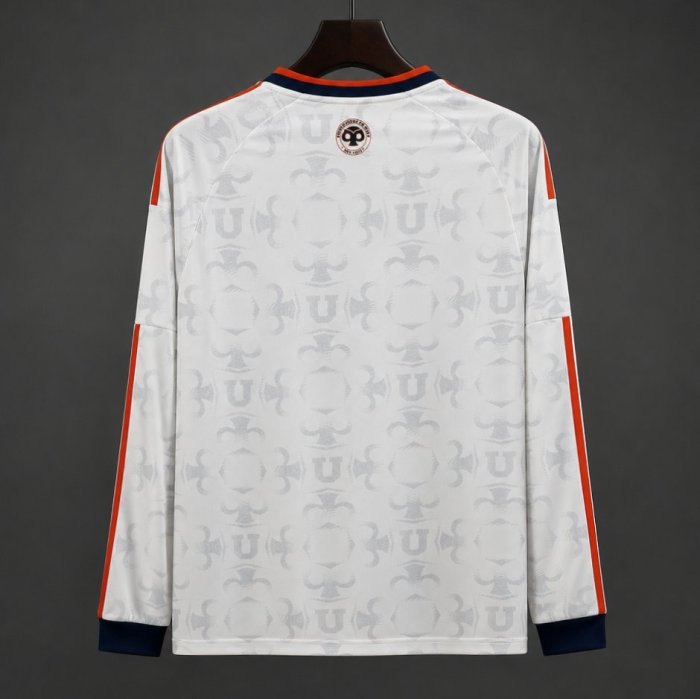 26/27 Universidad de Chile Away White Chuncho Monogram Embossed Pattern Long Sleeve Jersey