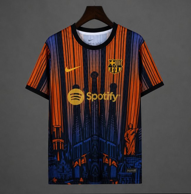 26/27 Barcelona Special Edition Orange Dark Navy Sagrada Família City Skyline Graphic Jersey