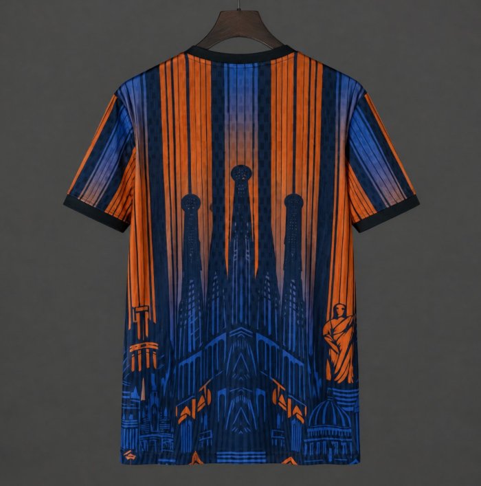 26/27 Barcelona Special Edition Orange Dark Navy Sagrada Família City Skyline Graphic Jersey