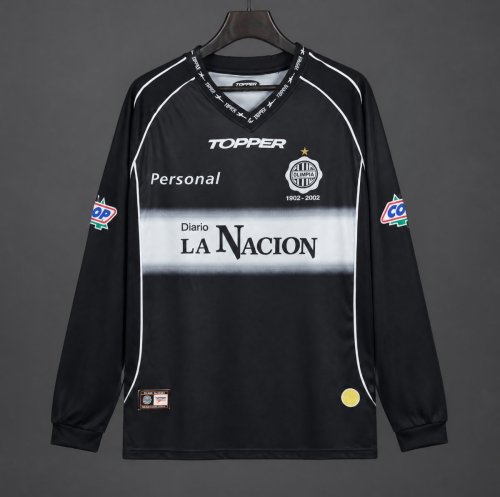 Retro 01/02 Club Olimpia Away Black Centenary Long Sleeve Jersey