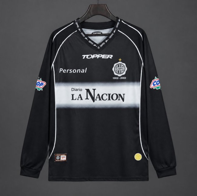 Retro 01/02 Club Olimpia Away Black Centenary Long Sleeve Jersey