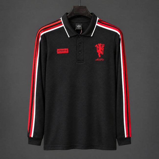 26/27 Manchester United Adidas Spezial Black Long Sleeve Polo Jersey