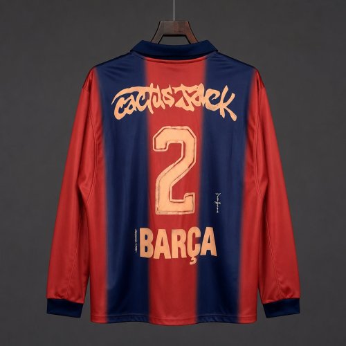 Retro 00/01 Barcelona x Travis Scott Home Long Sleeve  Jersey