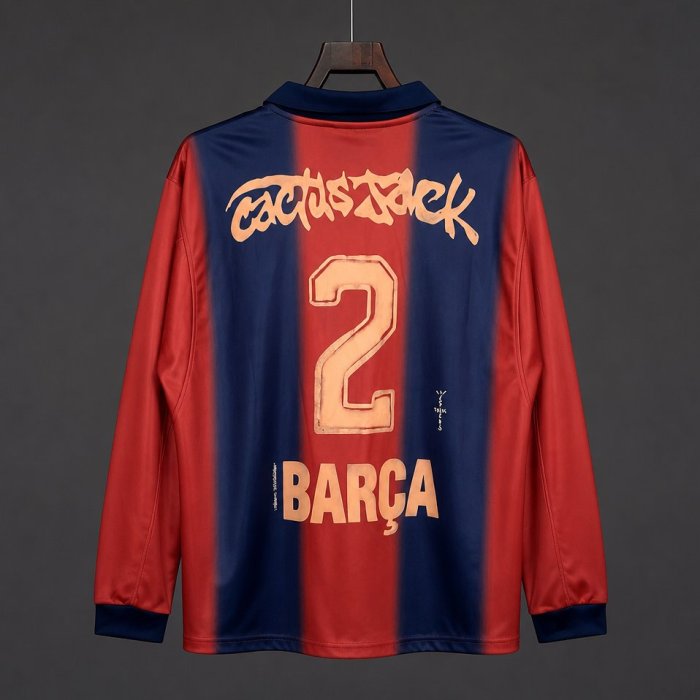 Retro 00/01 Barcelona x Travis Scott Home Long Sleeve  Jersey