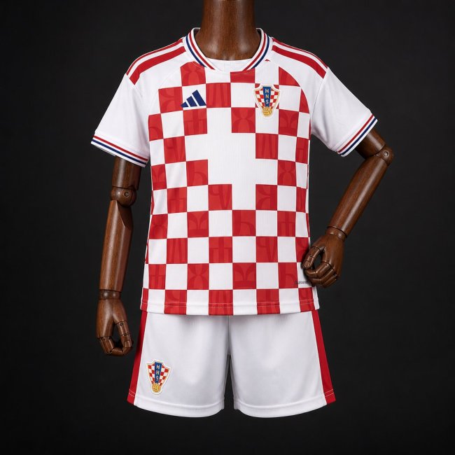 2026 Kids Croatia Home Red White Jersey