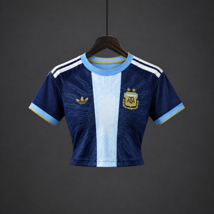 2026 Argentina MESSI Tribute Blue Women Crop Jersey