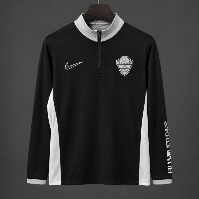 26/27 Elche Black  Long Sleeve Half-Zip Jersey