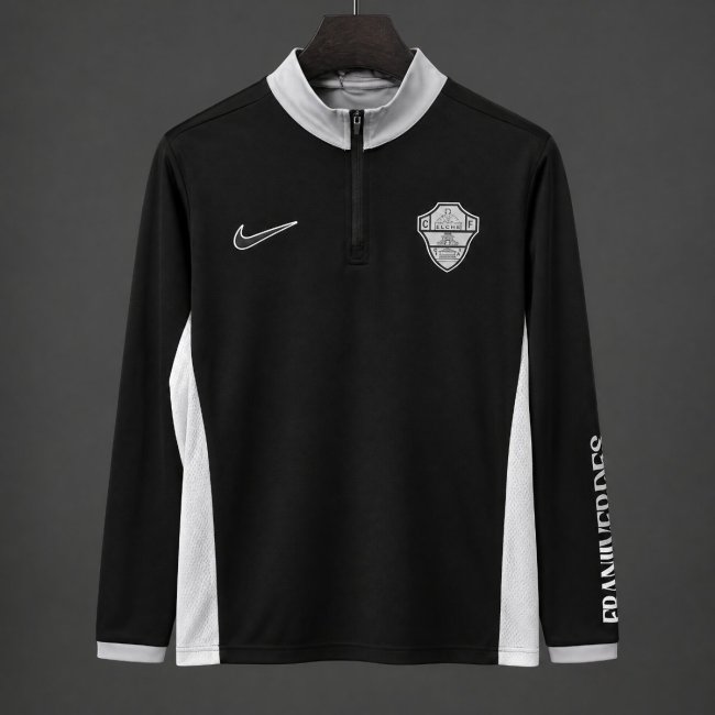 26/27 Elche Black Long Sleeve Half-Zip Jersey