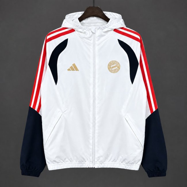 26/27 Bayern Munich white Full Zipper Hooded Windbreaker