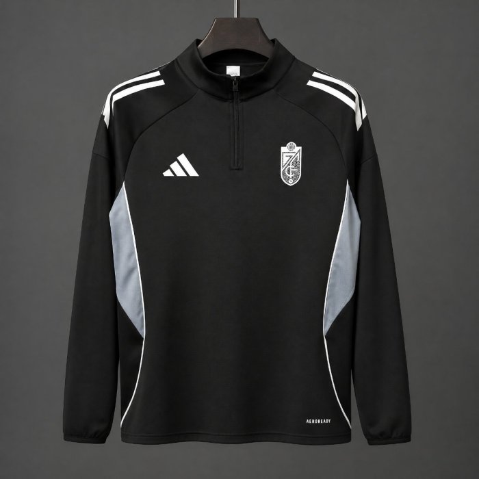 26/27 Granada Black  Long Sleeve Half-Zip Jersey