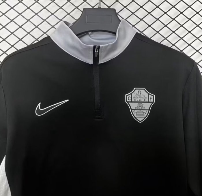 26/27 Elche Black  Long Sleeve Half-Zip Jersey