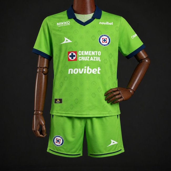 26/27 Kids Cruz Azul Goalkeeper 1 Green Jersey Kit