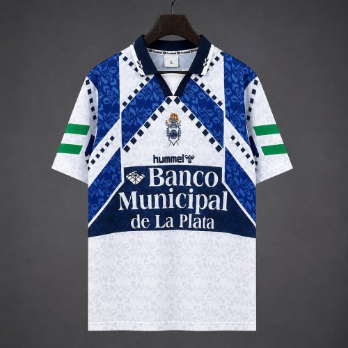 Retro 96/97 La Plata Home White Blue Jersey