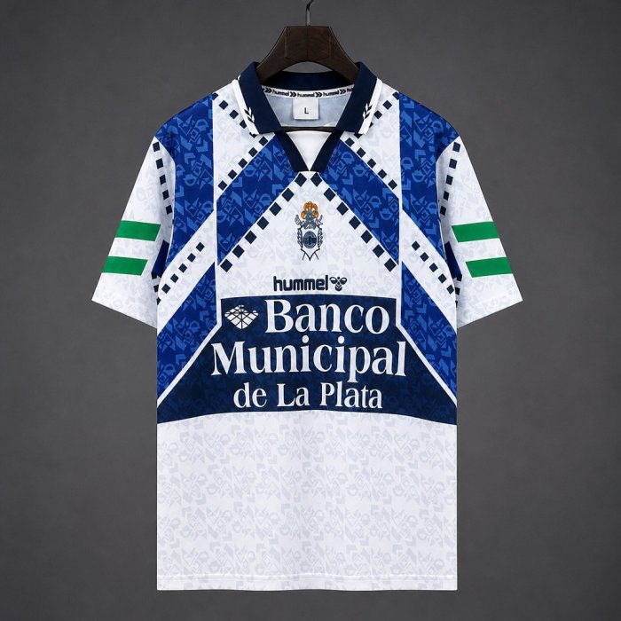 Retro 96/97 La Plata Home White Blue Jersey