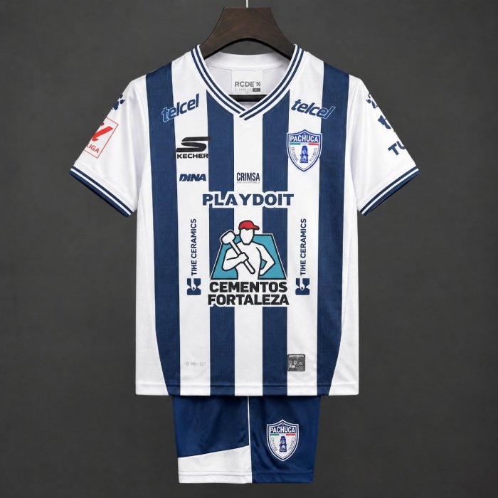 26/27 Kids Pachuca Home White Blue Jersey Kit