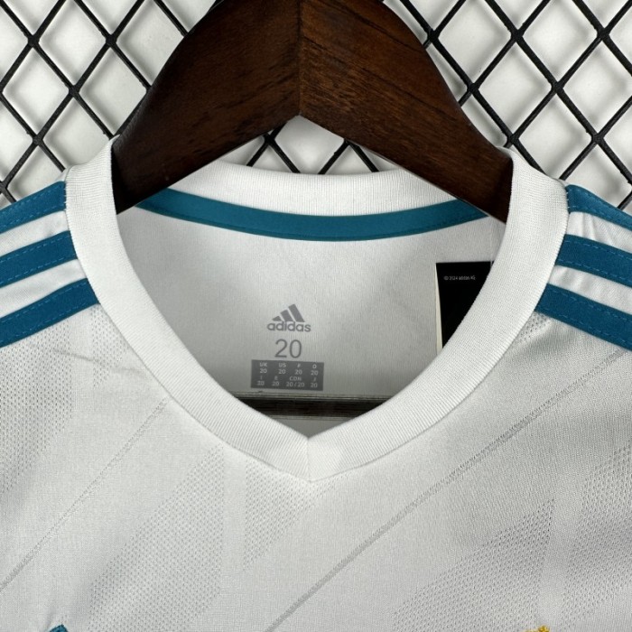 Retro Kids 17/18 Real Madrid Home Long Sleeve Jersey